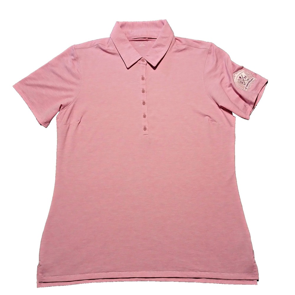 Travis Mathew Pink Shirt Women's Size L Featheweight Active Embroidered Polo